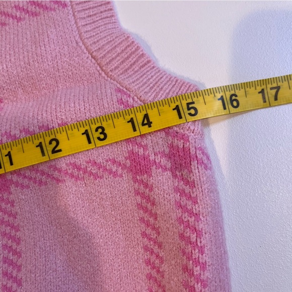 francesca’s pink plaid sweater vest coquette cottagecore easter fall pastel y2k - Picture 6 of 7